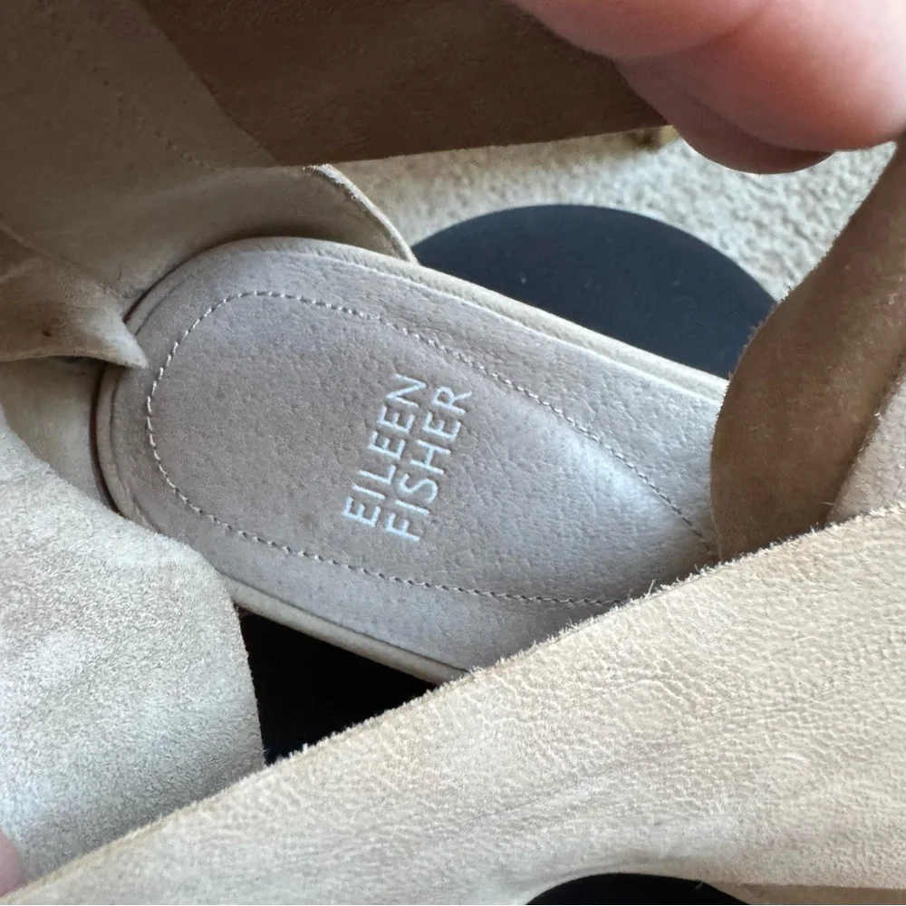 Eileen Fisher Barley Wedge Gray Leather Sandals size 9.5 - Picture 6 of 6